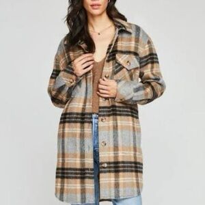 Gentle Fawn Leighton tan plaid oversized jacket shacket